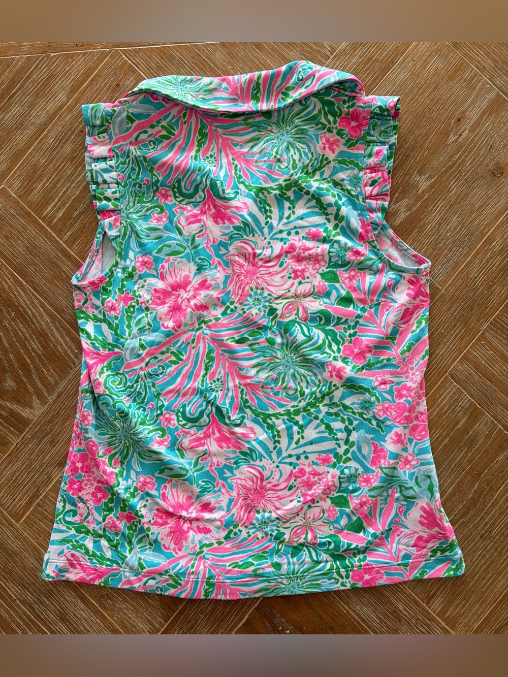 Lilly Pulitzer UPF 50+ Luxletic Frida Sleeveless Ruffle Polo Top - Picture 4 of 5